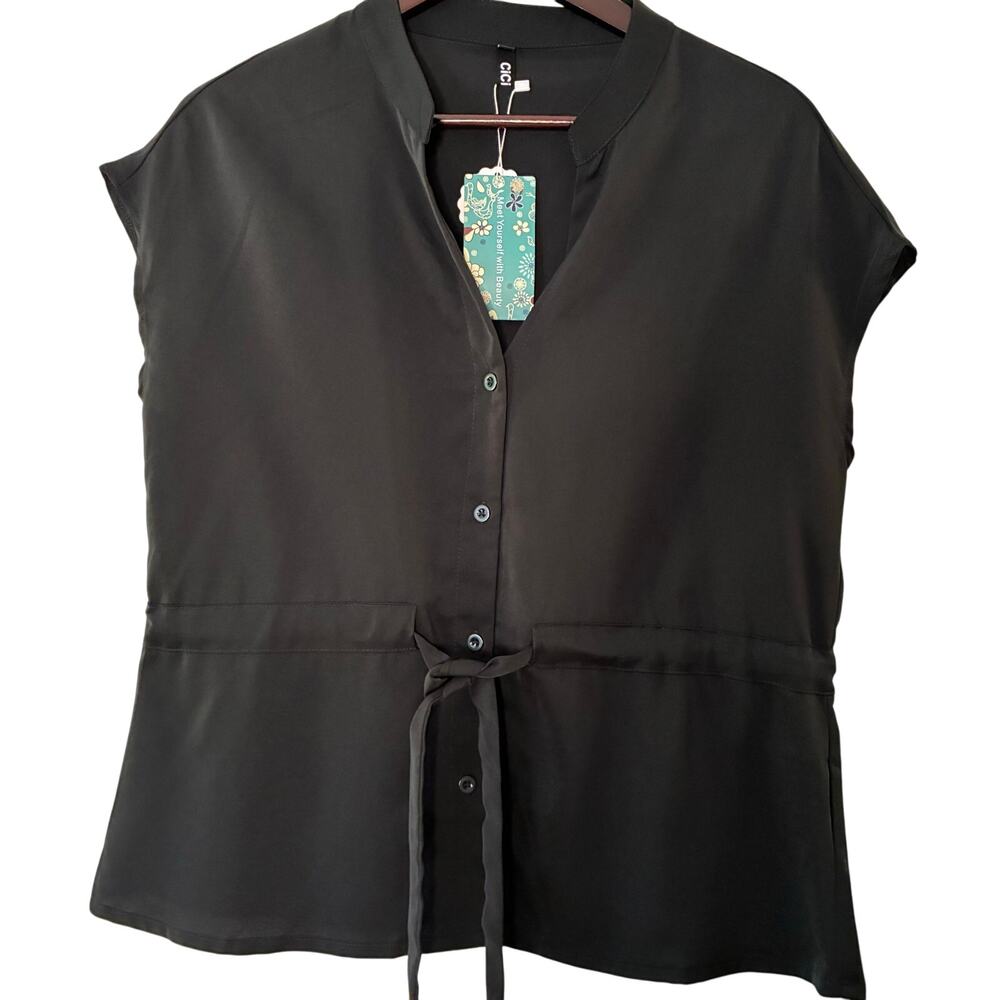 CiciBird Button Down Peplum Blouse